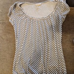 Belle Du Jour Black and White Striped Blouse